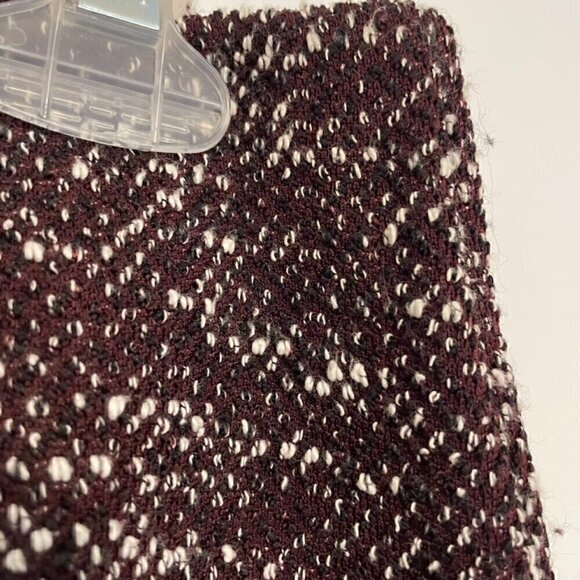 ANN TAYLOR Factory Burgundy Maroon or Plum White Tweed Work Pull On Pencil Skirt - Picture 6 of 11